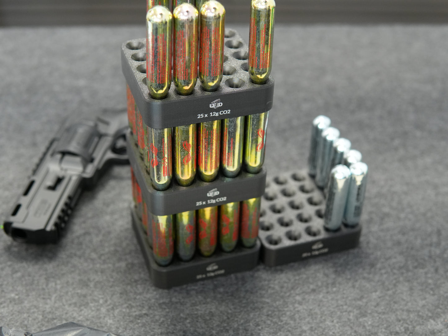 25-way CO₂ cartridge holder for 12g – stackable, organized, robust