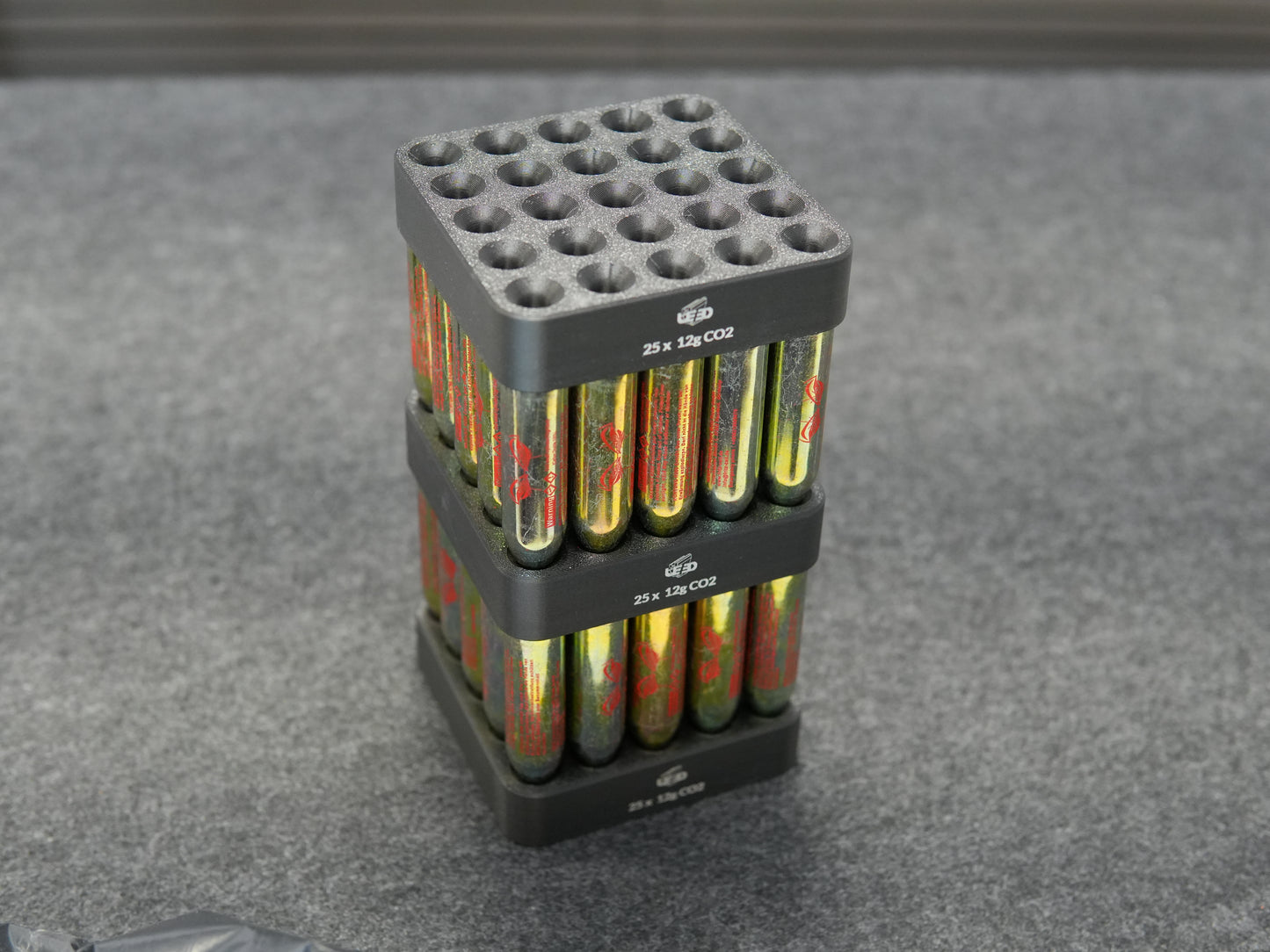 25-way CO₂ cartridge holder for 12g – stackable, organized, robust